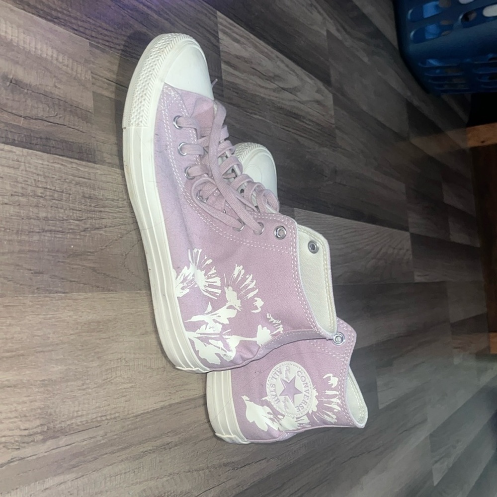Purple converse never worn with flowers